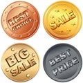 vector Set of gold, silver, bronze price tags
