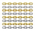 Vector set of gold and silver metal chains Royalty Free Stock Photo