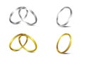 Vector set of gold and silver wedding rings Royalty Free Stock Photo