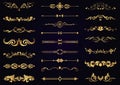 Vector set gold vintage decorative elements for design, calligraphic ornamental Royalty Free Stock Photo