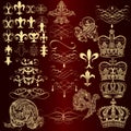 Vector set of golden calligraphic vintage decorative elements Royalty Free Stock Photo