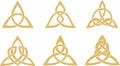 Vector set of golden celtic knots. Ornament of ancient European peoples.