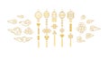 Vector set with golden line art lanterns in Chinese style Royalty Free Stock Photo