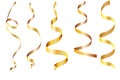 Vector set of golden ribbon serpentine on a transparent background