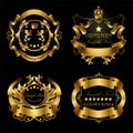 Vector set of golden royal stickers or emblems