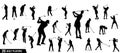 Vector set of golf players silhouettes Royalty Free Stock Photo