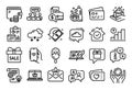 Vector set of Graph chart, Accounting report and Support chat line icons set. Vector