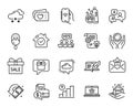 Vector set of Graph chart, Accounting report and Support chat line icons set. Vector