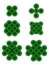 Vector set of green celtic shamrock symbols
