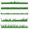 Vector Set of Green Grass Horisontal Elements