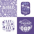 Vector set of greetings card with religions lettering. Modern bible lettering illustration. Royalty Free Stock Photo