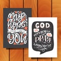 Vector set of greetings card with religions lettering. Royalty Free Stock Photo