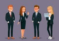 Vector set group of 4 four businessman office workers young business people