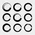 Vector set grunge circle brush strokes for frames, icons, design elements Royalty Free Stock Photo