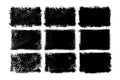 Vector set of grunge ink frames. Bold texture distressed rectangular brush strokes. Textured backgrounds for badges, labels Royalty Free Stock Photo