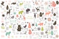 Vector set of grunge retro stickers, doodles, textures and stoke Royalty Free Stock Photo