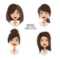 Vector set of hair styles and hairdos for office female workers. Royalty Free Stock Photo