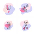 Vector set of hairdresser logo, badges and design element. Line art style for haircut salon with scissors. Modern emblem