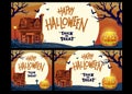 Set of Halloween Banner of Horror House