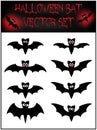 Vector set of Halloween bat silhouette. Illustration on white background Royalty Free Stock Photo