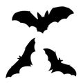 set of halloween bat silhouettes. Creepy illustration. Design for a t-shirt. Design element for halloween party