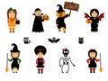 Vector set for Halloween in cartoon style.People in holiday costumes.Easy to edit an illustration of Halloween.