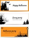 Vector set for halloween. Horizontal frames for text. Party invitations, halloween flyers, coupons, banners