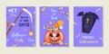 Vector set of Halloween party invitations or greeting cards. Royalty Free Stock Photo