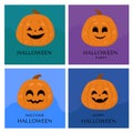 Vector set of Halloween party invitations or greeting cards. Pumpkins. Cute cartoon spooky character. Royalty Free Stock Photo
