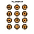 Vector set of halloween signs badges and labels design in orange