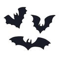 Vector set of halloweens silhouette bats. Spooky illustration