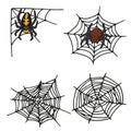 Vector set of halloweens web with spider. Spooky illustration