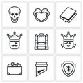 Vector Set of Hamlet tragedy Icons.