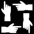 Vector set of hand cursor pictograms isolated on black background. Royalty Free Stock Photo