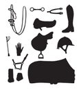 Vector set of hand draw horse equipment silhouette Royalty Free Stock Photo