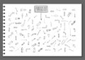 Vector set of hand draw various arrows in sketch doodle style isolated on white. hand drawn collection of arrow elements for your Royalty Free Stock Photo