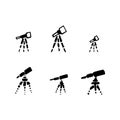 Vector set of hand drawing telescope. Sketch telescope.