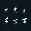 Vector set of hand drawing telescope. Sketch telescope