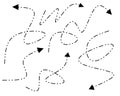 Vector set of hand drawn arrow dashed mark