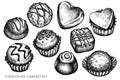 Vector set of hand drawn black and white chocolate candies Royalty Free Stock Photo