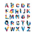 Vector set with hand drawn with brush spots and smears elements. Abc letters sequence from A to Z. English creative font, good for Royalty Free Stock Photo