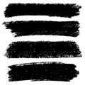 Vector set of hand drawn brush strokes, horizontal stains for backdrops. Monochrome design elements set. Black color Royalty Free Stock Photo