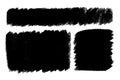 Vector set of hand drawn brush strokes, stains for backdrops rectangular shapes. Monochrome various textured design