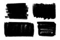 Vector set of hand drawn brush strokes, stains for backdrops rectangular shapes. Monochrome various textured design