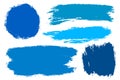 Vector set of hand drawn brush strokes, stains for backdrops. Vrious blue color grunge design elements set. Multi color Royalty Free Stock Photo