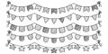 Vector Set of Hand-Drawn Bunting Flags. Doodle Garland with lines, waves line, Polka Dots. Perfect for Holiday Royalty Free Stock Photo