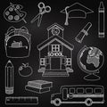 Vector Set of Hand Drawn Chalkboard Doodle School Vectors Royalty Free Stock Photo