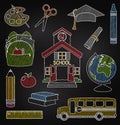 Vector Set of Hand Drawn Chalkboard School Vectors