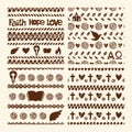 Vector set of hand drawn christian seamless pattern made with ink. Freehand textures for fabric, polygraphy, web design