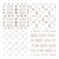 Vector set of hand drawn christian seamless pattern made with ink. Freehand textures for fabric, polygraphy, web design